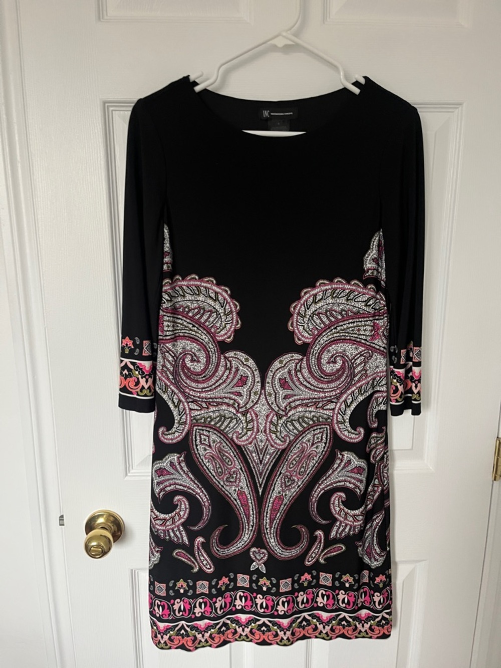 SUMMER SALE - INC International Concepts Black Paisley-Print Sheath Dress